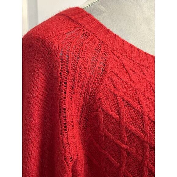 JC Penny Women’s Wool Blend Argyle Textured Sweater Long Sleeve Pullover XL Red - Picture 5 of 8